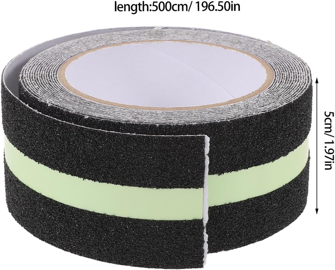 2pcs High Traction Non-slip Stair Tread Safety Tape with Glow in The Dark Reflective Adhesive Strips for Indoor and Outdoor Steps Anti-skid Grip Tape