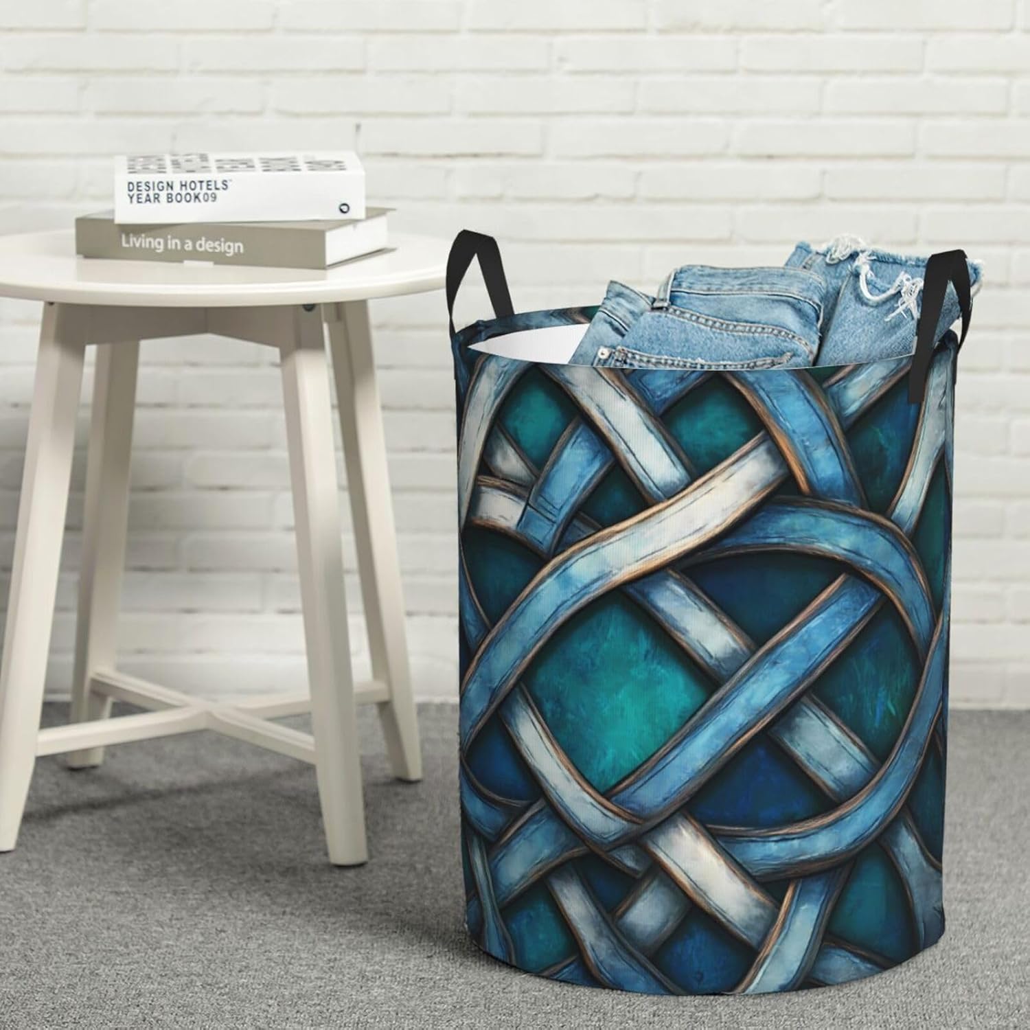 Colorful Celtic Knot Round Single-layer Laundry Basket, Portable Storage Laundry Basket, Bedroom Clothes Storage Basket with Handle
