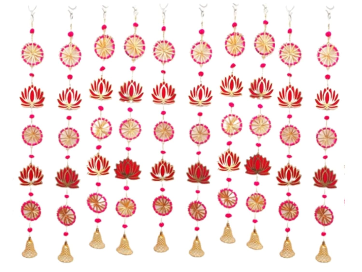 Decorative Garlands Lotus with Rings Color Pink Pack of 10 Hanging for