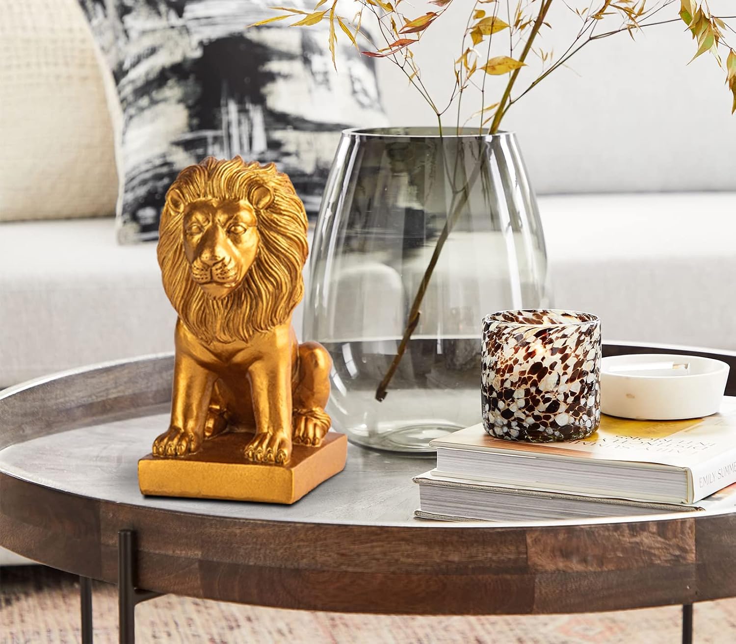 Lion Book Ends for Home Decorative 2 Golden Bookends Bookcase Decoration Book Ends to Hold Books Heavy Duty Bookends for Shelves Vintage Antiq Nonskid Shelves