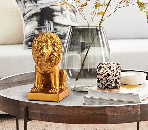 Miniatura 7 de Extremos de libro de león para el hogar, 2 sujetalibros dorados, decoración para libros, sujetalibros resistentes para estantes, estantes antiq