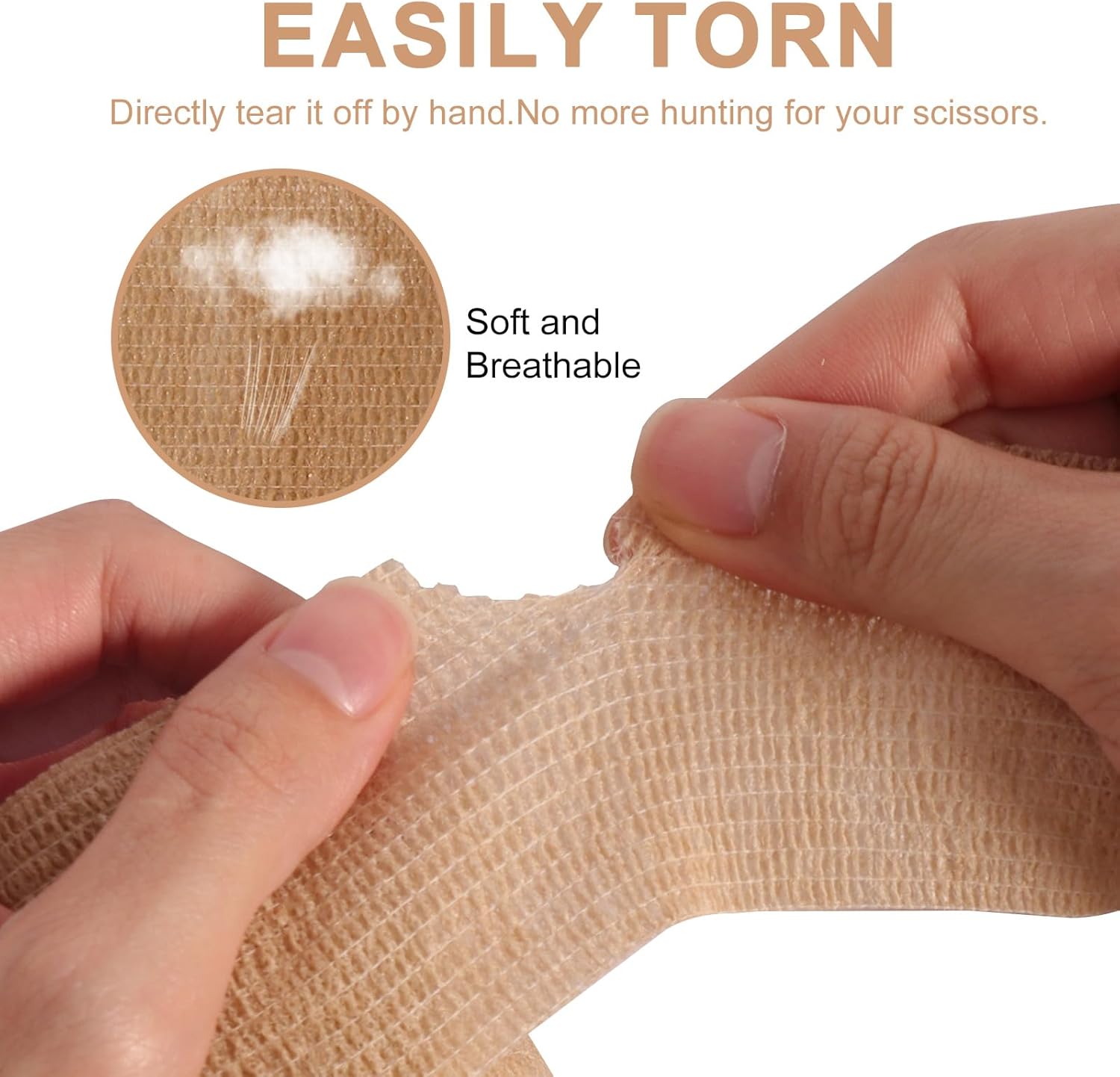 48 Pack Self Adhesive Bandage Wrap, 2” x 5 Yards Cohesive Medical Tape Elastic Grip Tape Black Sports Tape Athletic for Ankle, Wrist Sprains, Pet First Aid (Brown) - Image 4