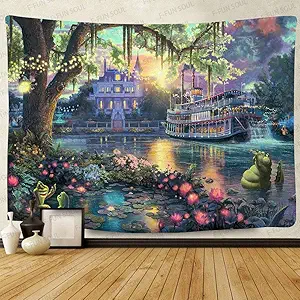 F-FUN SOUL Prince Palace Tapestry, Large 80x60inches Soft Flannel, Psychedelic Island Lake Wall Hanging Tapestries for Living Room Bedroom Home Decor LYFS1548