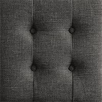 Vista 6 de Elle Decor Aria - Taburete otomano tapizado para alimentos con estilo clásico con botones, asiento adicional para el hogar moderno, tamaño compacto