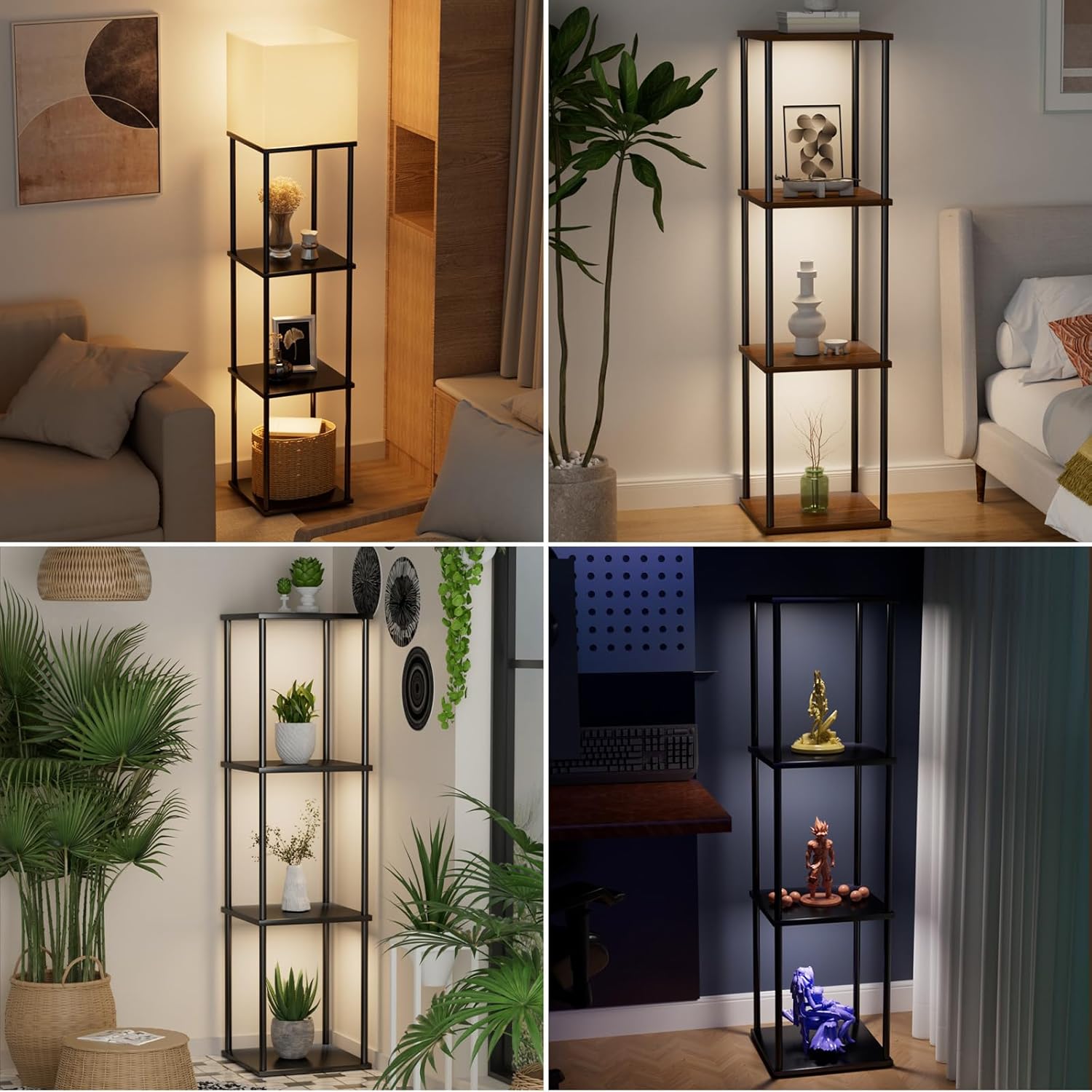 3-Pack Under Shelf Lighting for 3 Tier Floor Shelves, Ultra-Bright Square10 Dimmable Slim Stick on Lights,3-Color Timer 3/9/12H,Decor Lights for Living Room, Bedroom,Kitchen Storage Display Rack