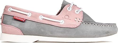 Chatham Marine Women's Willow Boat Shoes - Grey Nubuck Moccasin-Style Loafers With Rubber Sole
