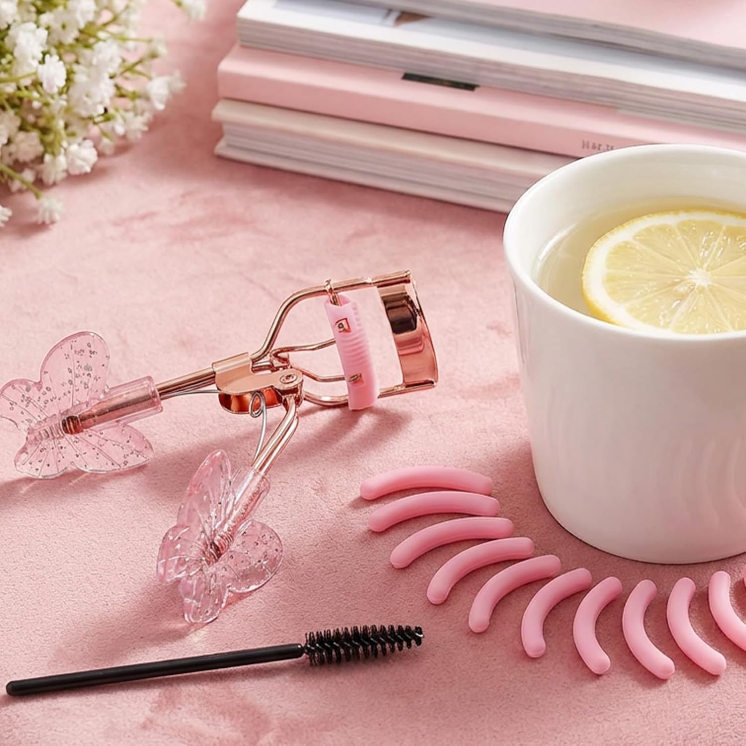 Eye Lash Curler with Built-in Comb with 10PCS Extra Replacement Strips Make Up Tool Get Dramatically Curled Eyelashes for Women Any Eye Shapes and Sizes