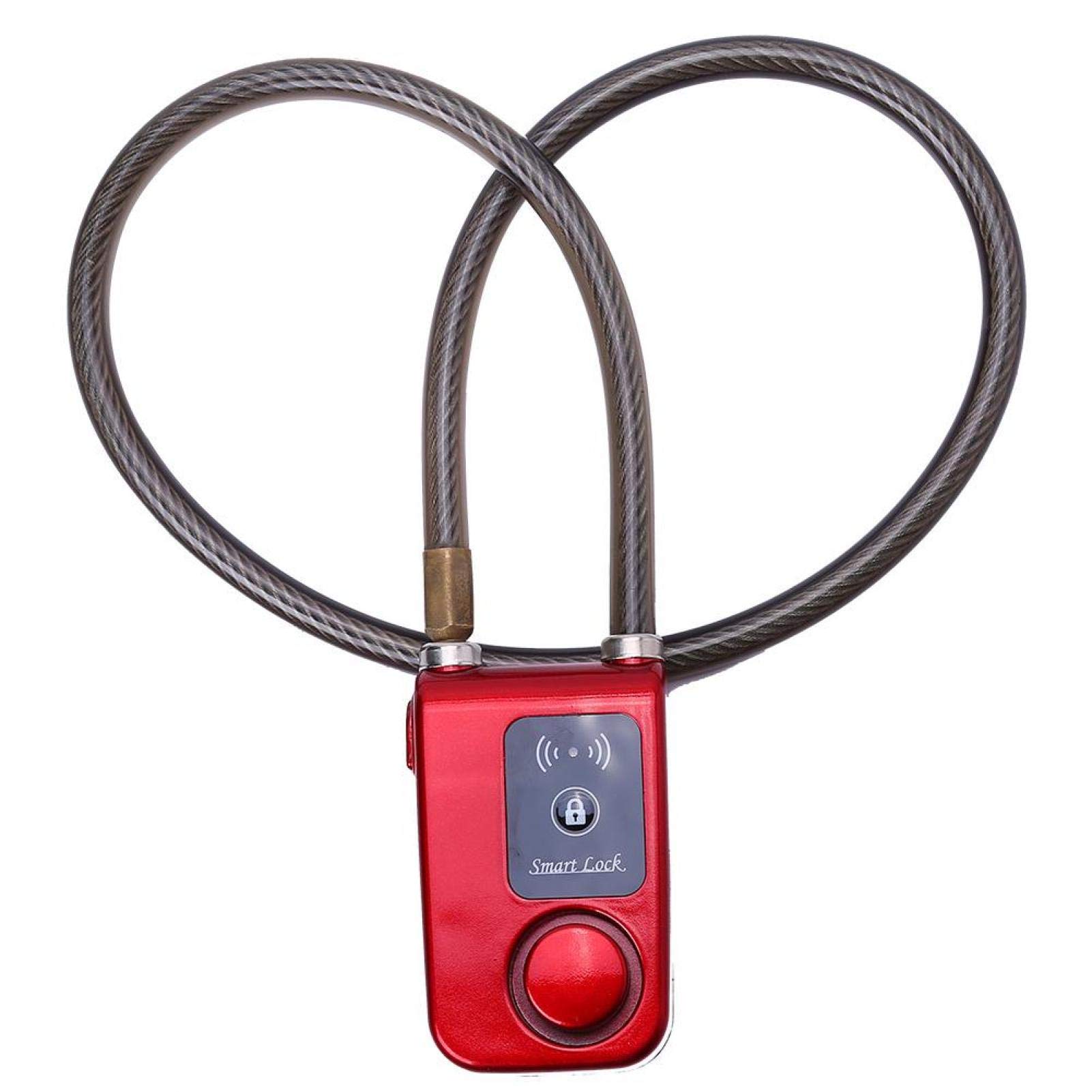 Verrouillage de vélo Bluetooth, Verrouillage Intelligent antivol Bluetooth de contrôle APP avec Alarme 105dB pour système iOS et Android pour vélo, Moto, portails(Rouge)