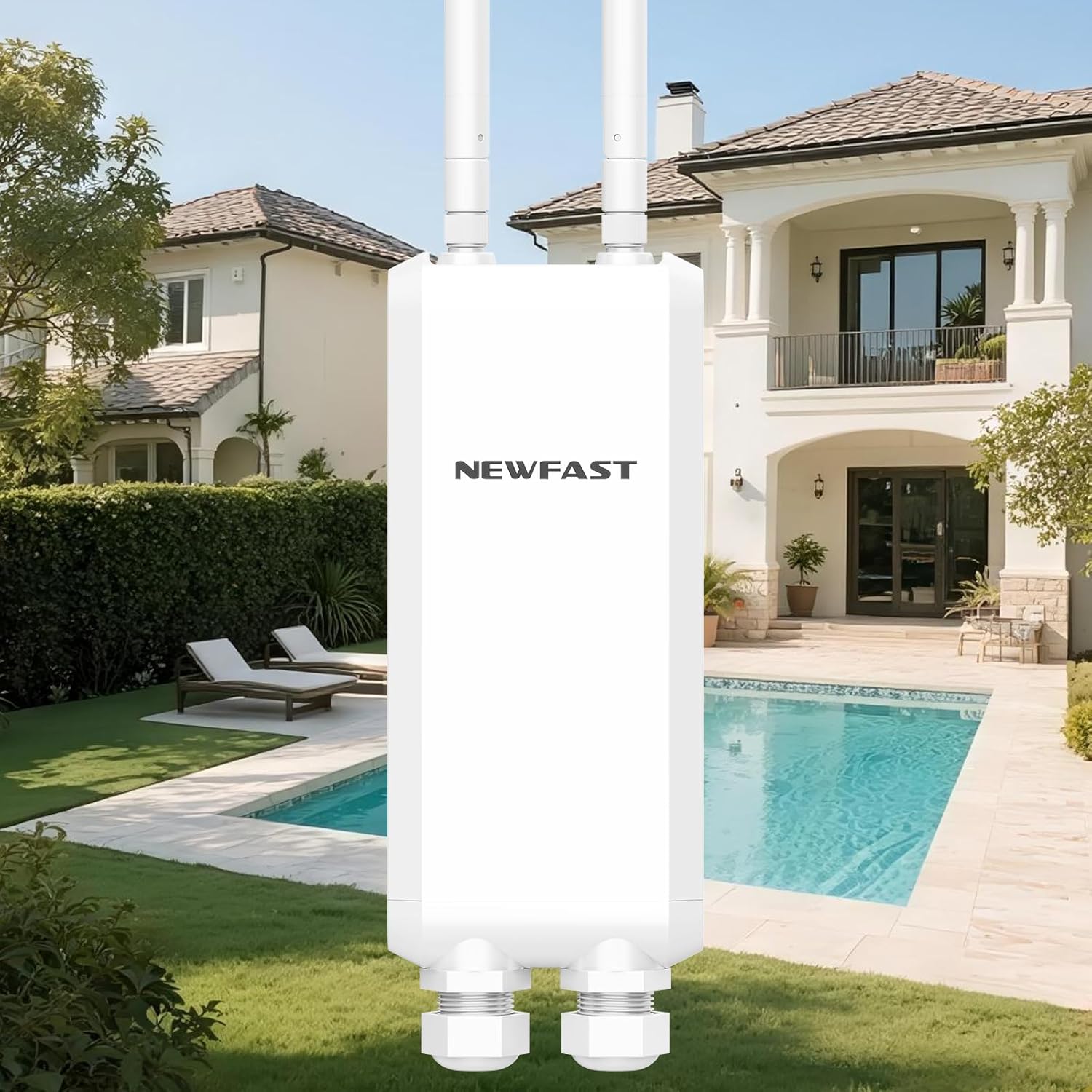 NEWFAST AC1200 Long Range Outdoor Access Point NF-A882,IP66 Outdoor WiFi Extender with 3 Gigabit Ports,Waterproof WiFi Repeater Support Router/AP/Bridge Mode,Seamless Roaming,POE Power Supply