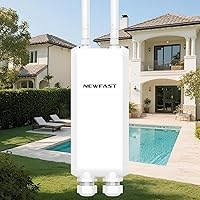 Vista 1 de NEWFAST AC1200 Gigabit Extensor WiFi para exteriores, punto de acceso al aire libre de doble banda resistente a la intemperie con POE, 2 antenas