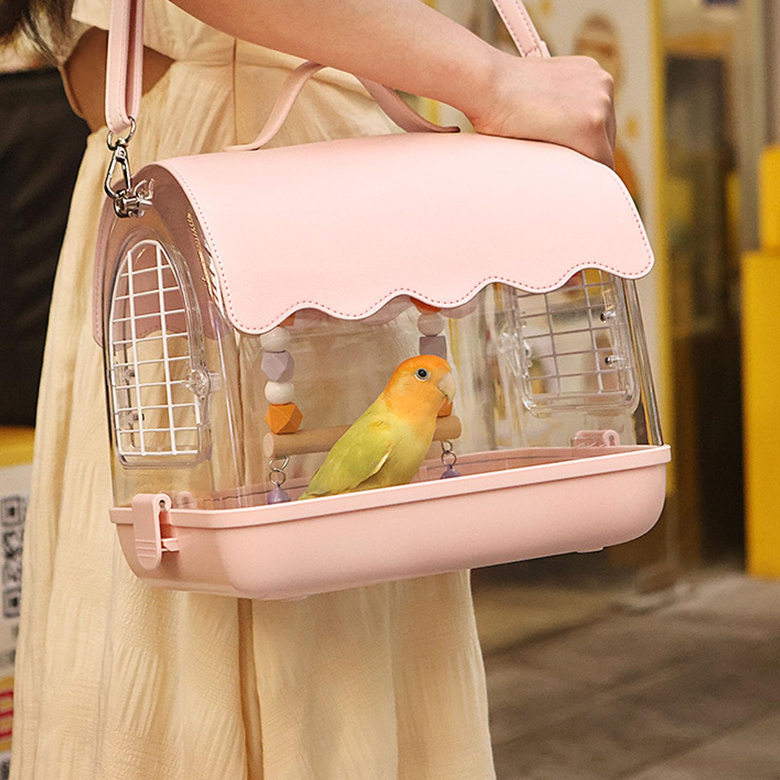 Transportadores de pájaros acrílicos para pájaros pequeños, jaula de seguridad para loros de jardín para loros de agapornis, jilgueros, jaula ventilada para loros