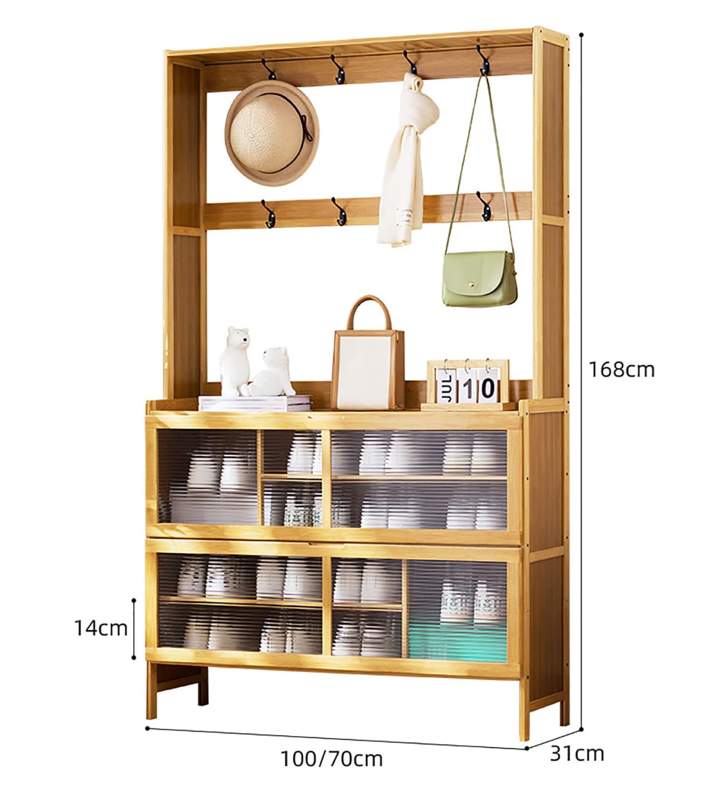 Generico Appendiabiti 3 in 1 con portascarpe e mobiletto per Ingresso, corridoio e Soggiorno - Elegante Organizer con Ganci e Ripiani per l'arredamento della casa