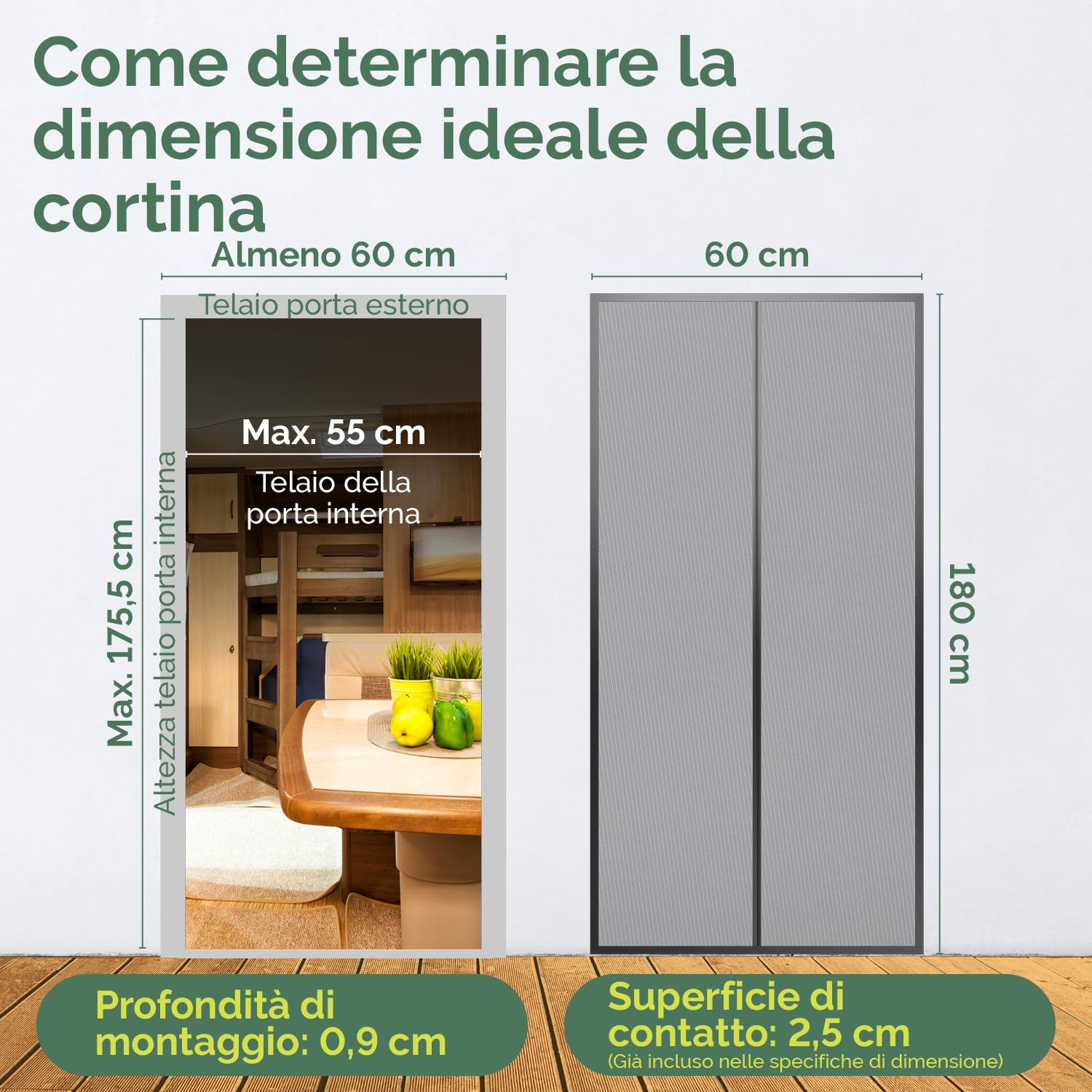 Zanzariera Magnetica Per Porte Di Camper E Roulotte - 60x180 Cm, Facile Montaggio Senza Forare - Foto 5