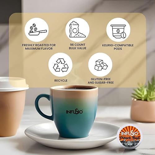 Miniatura 46 de InfuSio Cápsulas de café 96 unidades de tostado medio tostado medio cápsulas de café para cafeteras Keurig K Cups - InfuSio Premium Toasted Keurig