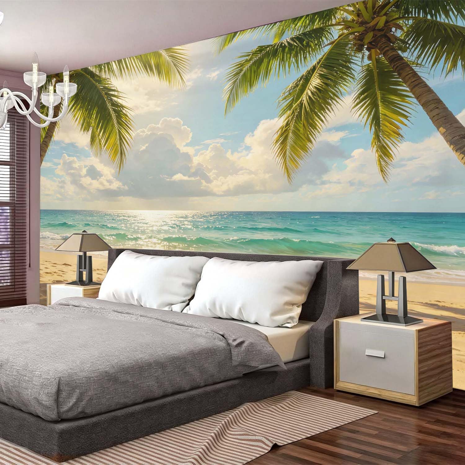 Arazzo da Parete Grande 300x260 cm Spiaggia Tropicale 3D Telo da Parete