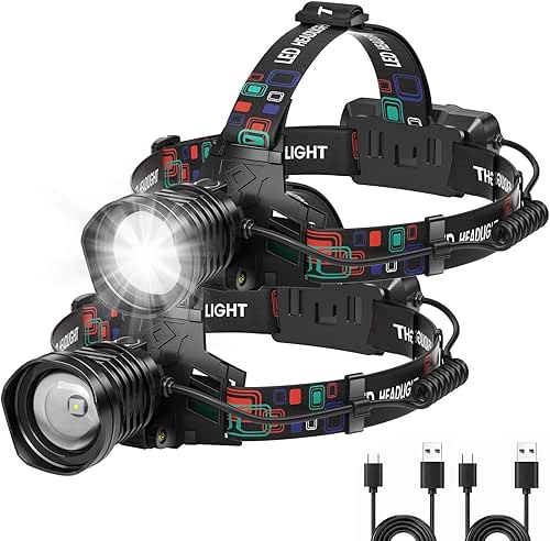 azamine Rechargeable Headlamp Super Bright 99000 Lumens, 2Pack LED Head