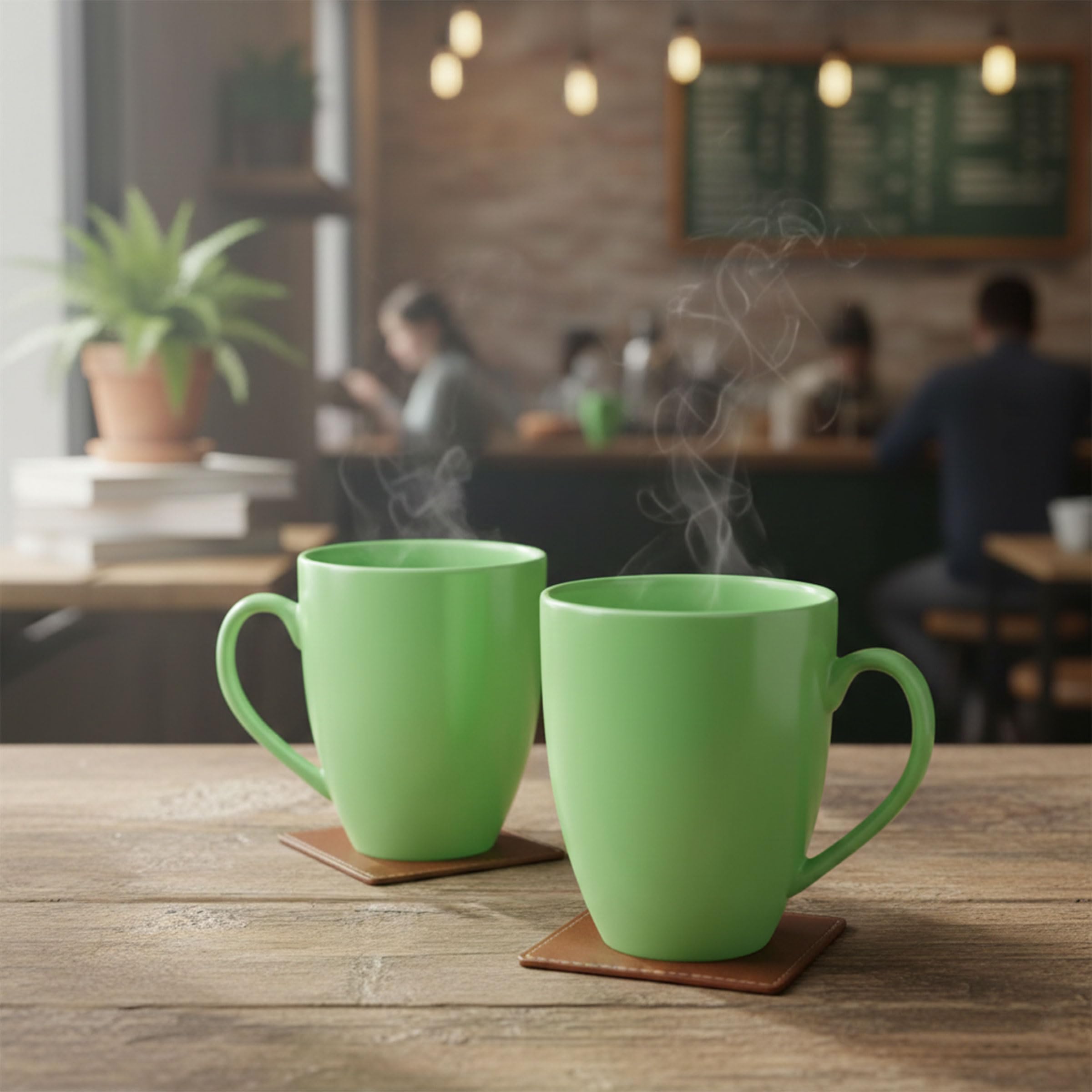 Gift Arcadia Ceramic Mint Green Coral Coffee Mugs Set of 2| Handmade Ceramic Mug | Microwave Safe Ceramic Color Mugs for Tea Coffee | Hot & Cold Beverages Tea Cups | 330ml (Mint Green)