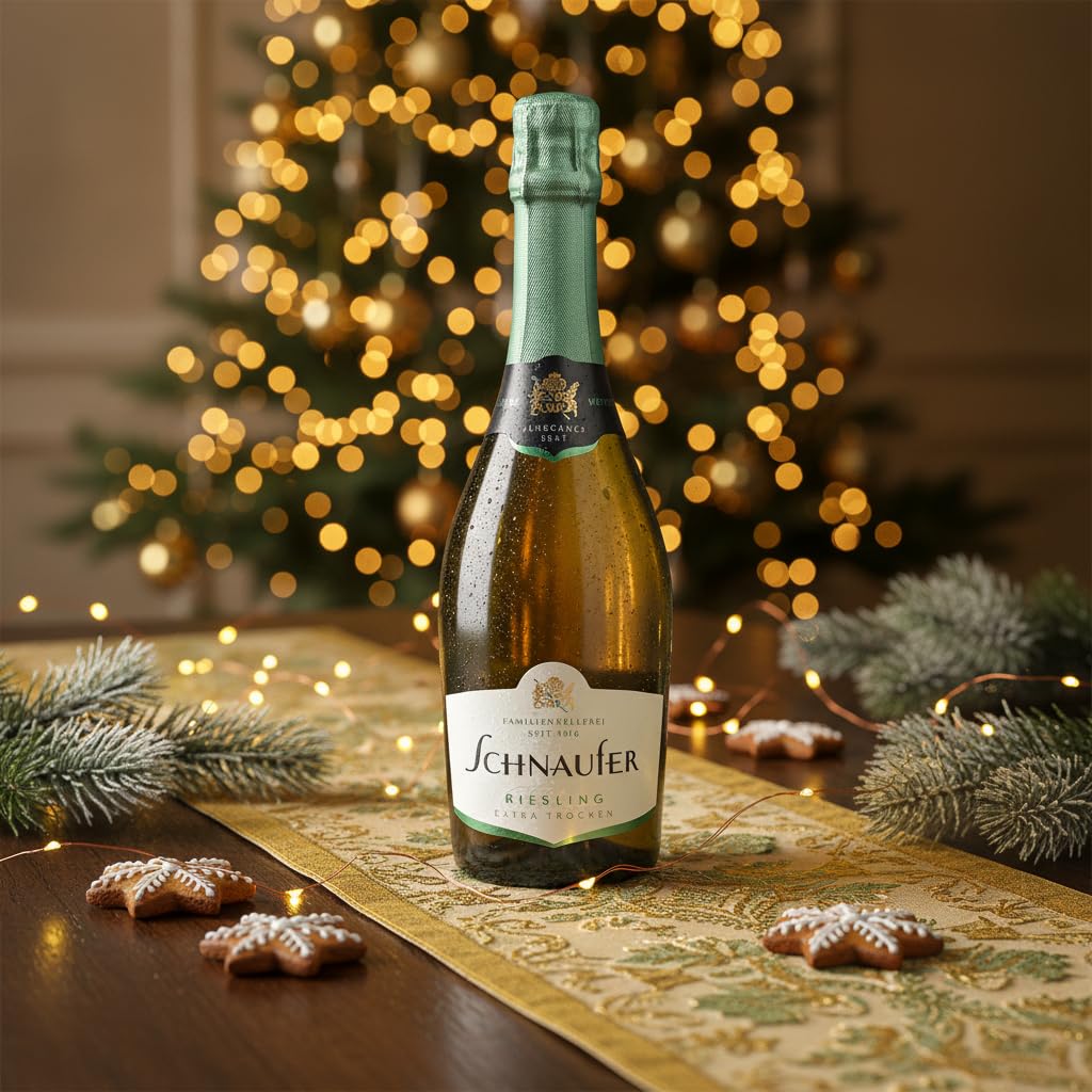 Schnaufer Riesling Extra Trocken Jahrgangssekt – Prämierter Sekt mit Pfirsich & Apfelnoten – Feinperlig & Frisch – Familienkellerei seit 1918 aus Baden-Württemberg (6 x 0,75L)