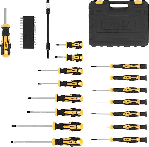 ABN Juego de destornilladores magnéticos con estuche, juego de destornilladores y brocas hexagonales ranuradas Torx Phillips de precisión