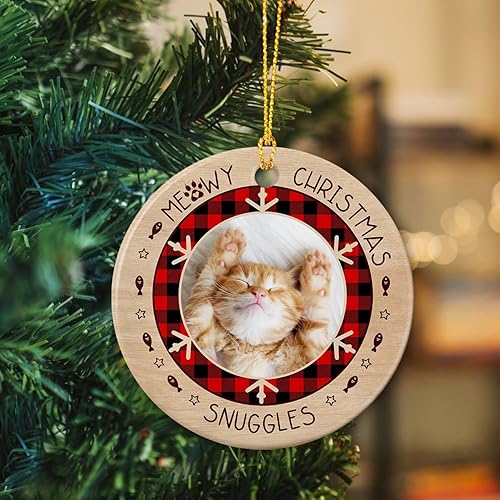 Miniatura 5 de Meowy - Adorno de Navidad, marco de fotos personalizado de gato para mascotas, adorno de cerámica, recuerdo de gato para dueños de gatos, mamá,