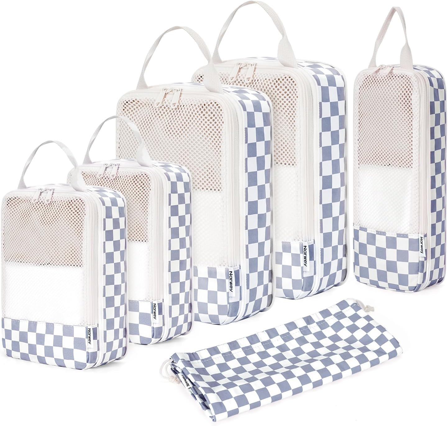 Narwey 6 Set/5 Set Compression Packing Cubes for Travel Kids Women Carry on, Packing Organizers Bag for Backpack Luggage Suitcase Duffle Bags