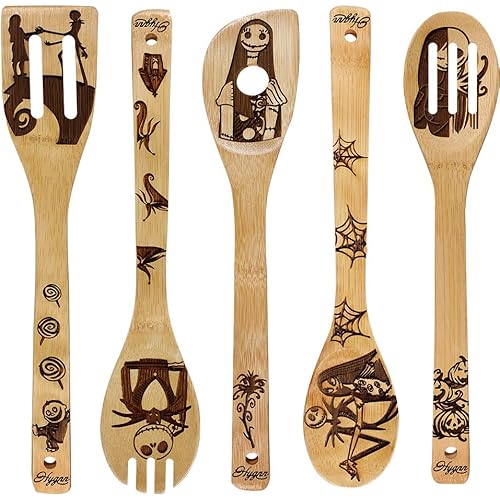 Nightmare Wooden Spoons Great Utensil Set Fun Idea Serving Utensils Burned Bamboo Spoons Kitchen House Warming Present Slotted Spoon 5 Piece