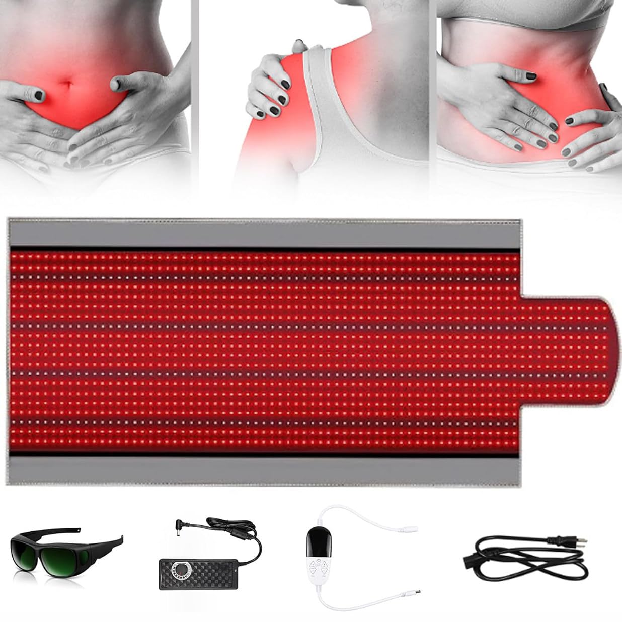 Tapete De Terapia De Luz Roja, Almohadilla De Terapia De Luz Infrarroja Cercana, Dispositivo De Tapete De Terapia Con Luz LED LED 1370 Piezas Para Espalda, Hombros, Alivio Del Dolor En Articulaciones