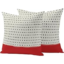 Outdoor Pillow Covers 16 x 16 Inches, Abstract Black Polka Dot Waterproof Throw Pillow Cover Set of 2, Modern Farmhouse Sage Green Red Decorative Square Cushion Covers for Patio/Tent/Couch/Garden