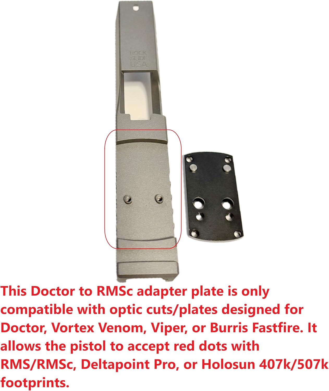 ADE Doctor to RMSc Adaptor Mounting Plate for Doctor/Vortex Venom/Burris Fastfire Footprint to Accept red dot Such as ADE RD3-018, ADE RD3-021, RD3-030, Vector Frenzy-S, Vortex Defender CCW, Hex Wasp