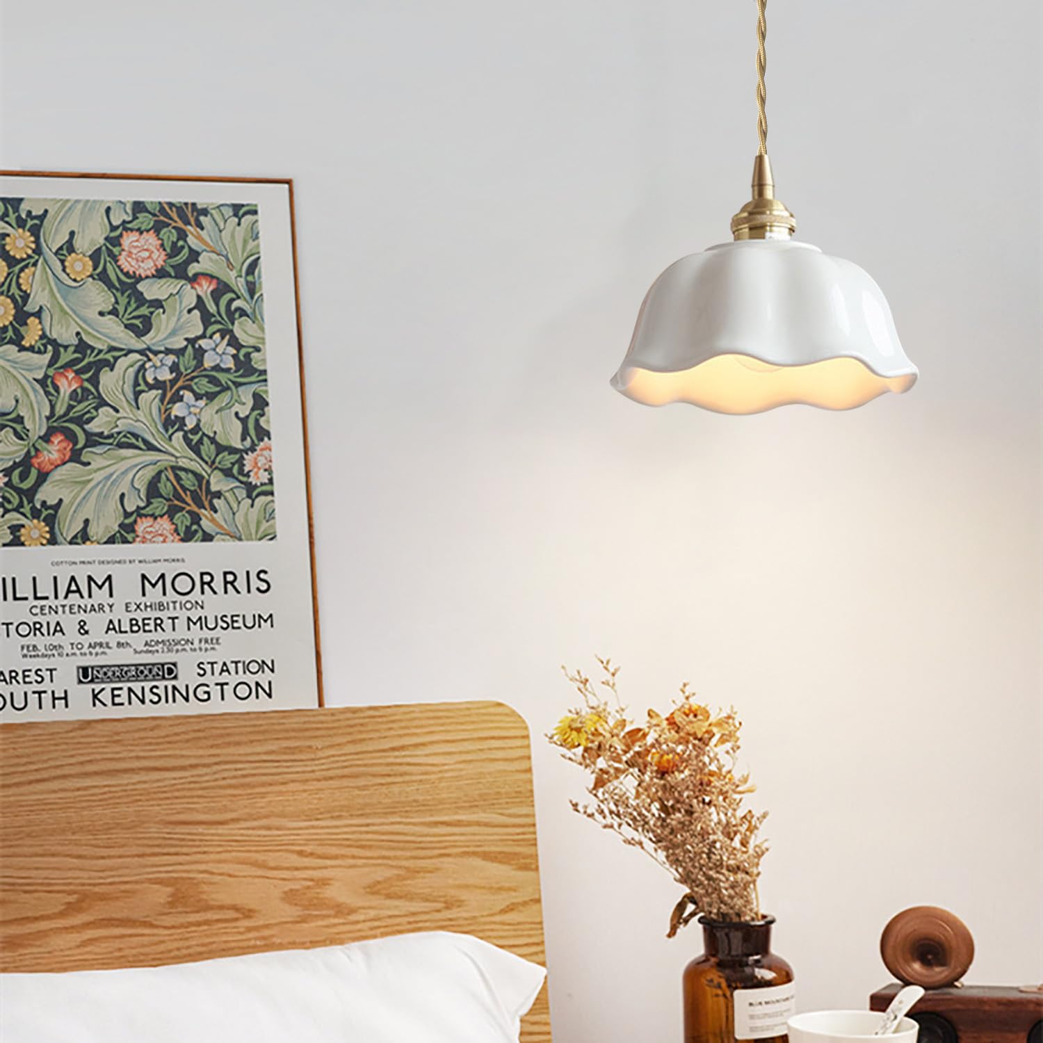 Lampe Suspendue Vintage Suspensions Luminaire Plafonniers Créative en Céramique Blanc Lustre de Plafond Rétro E27 Lampe à Crochet pour Cuisine Salle à Manger Chambre
