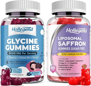 Glycine 3g Gummies & Saffron Gummies for Kids, Sleep, Focus & Brain Health Support