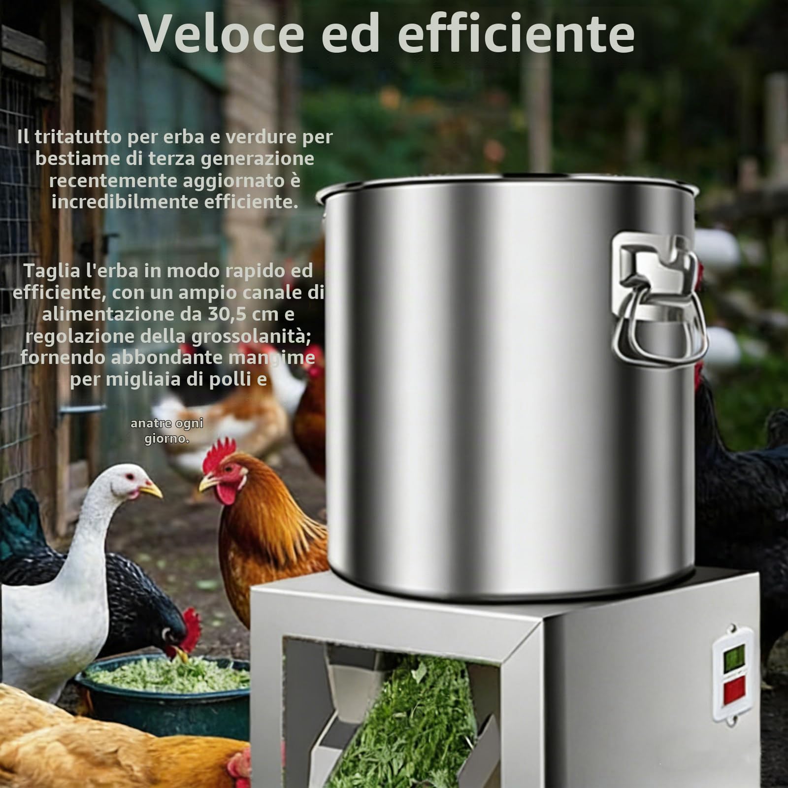 Robot Da Cucina Multifunzionale, Tritatutto Elettrico Professionale per Verdure, 3500 Giri/Min, Grattugia in Acciaio Inox, Per Mangimi per Animali, Verdure, Cereali, Arachidi, Zenzero E Aglio