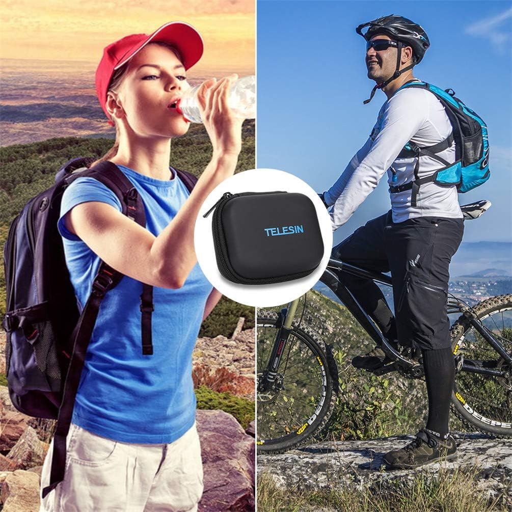 for GoPro Bag, Protective Mini Storage GoPro Case for GoPro Hero 7 6 5 4 3 2018 Session Portable Travel PU Leather Waterproof Blue Bag for GoPro Accessories