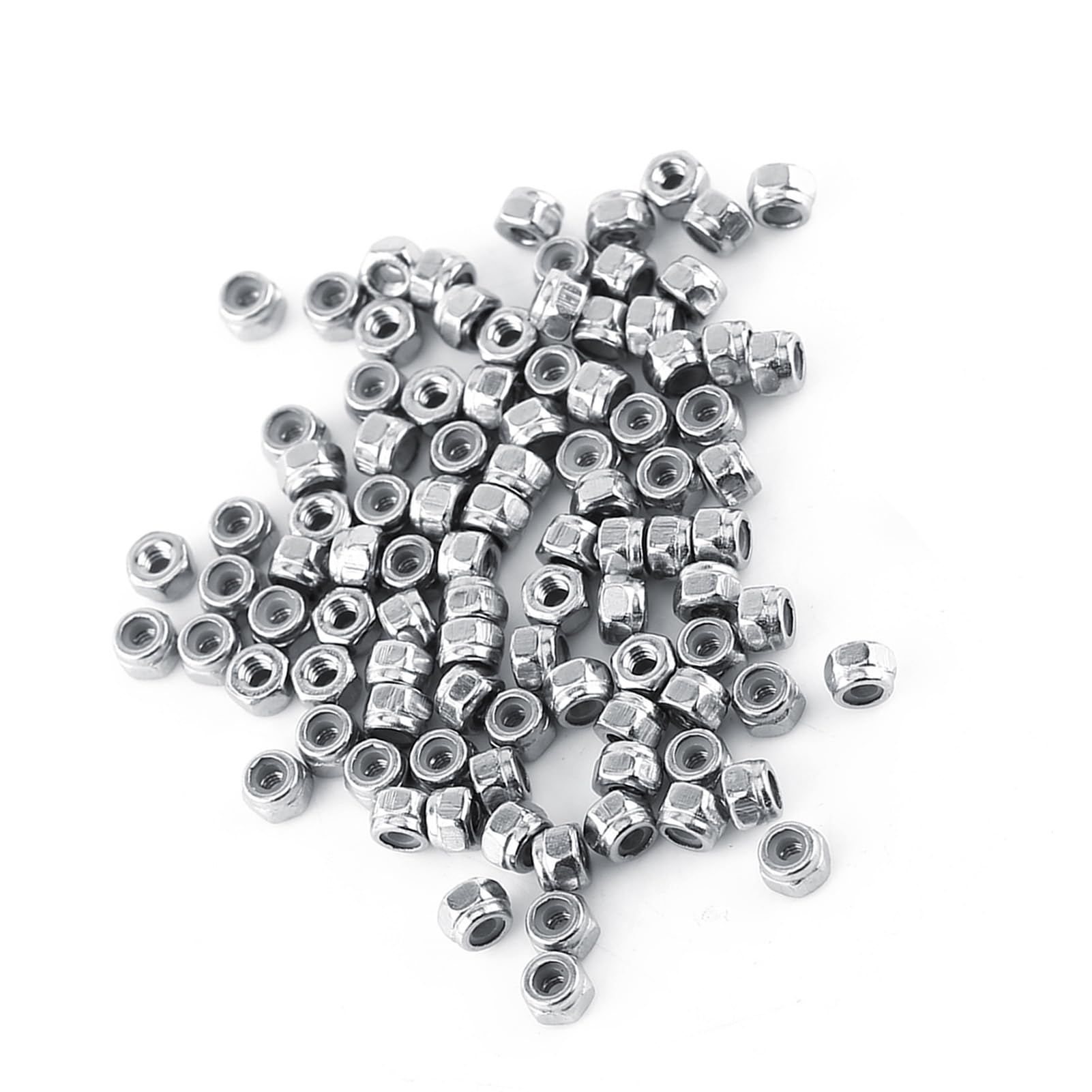 Dadi di Bloccaggio Esagonali con Inserto in Nylon, Acciaio Inossidabile SS304, M2, 100 Pezzi, Autobloccanti