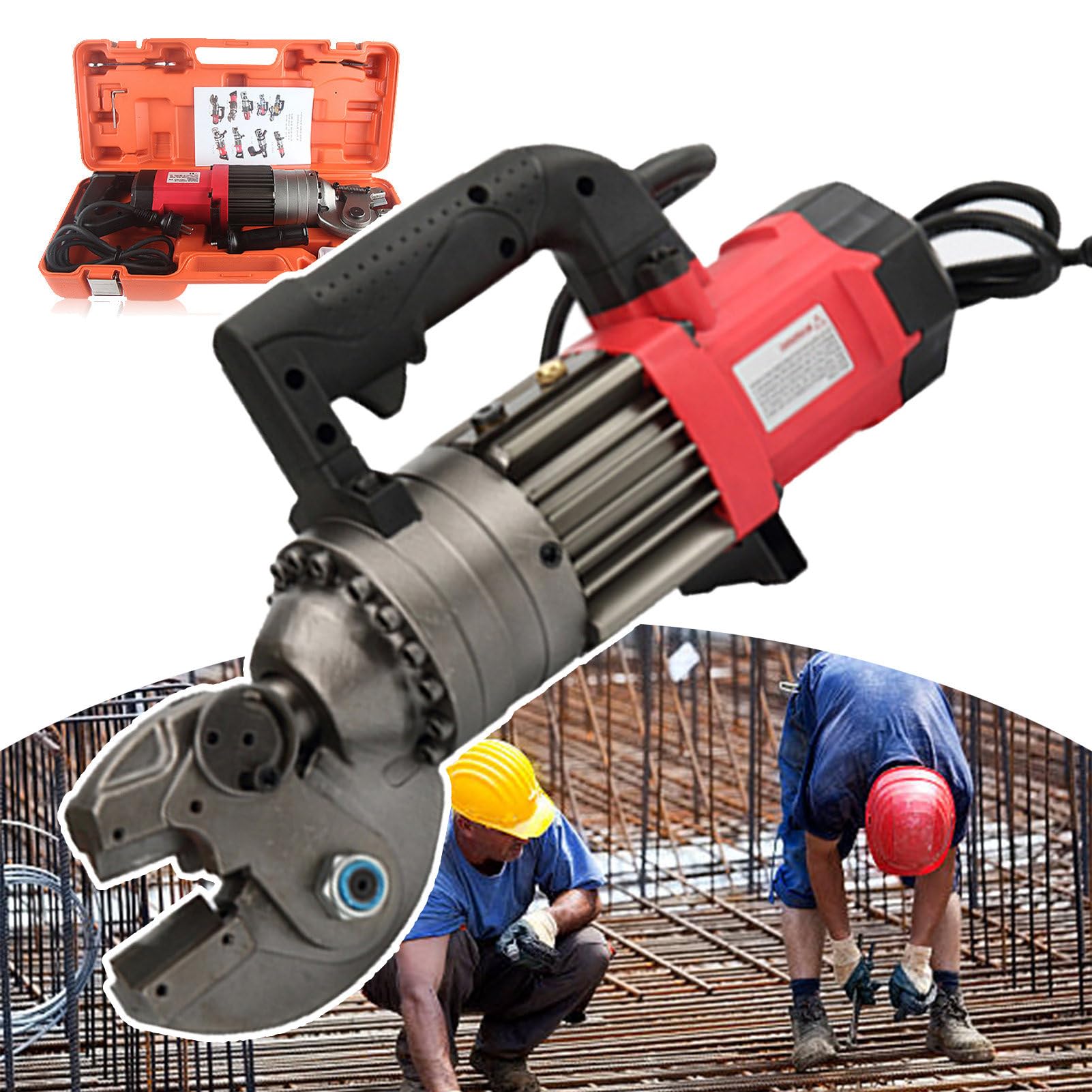 Electric Hydraulic Rebar Cutter, Handheld Cut-Off Machine for 4-16mm Steel Bar and Rebar, Fast 2-2.5s Cutting Speed, Portable Tool for Contractors and DIY Projects (B)
