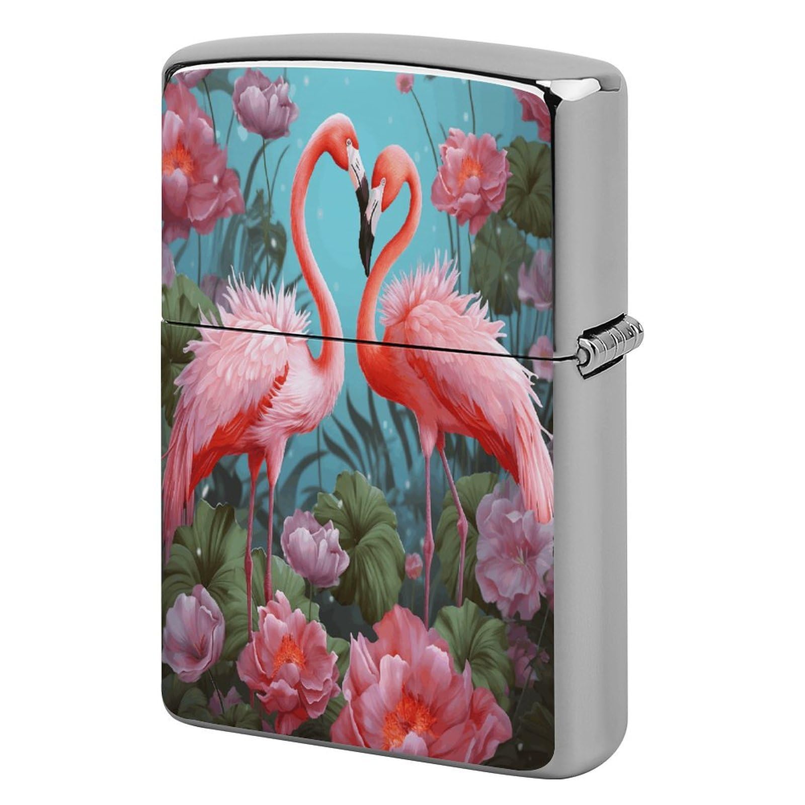 Btcowzrv Style Flamingo Love Flowers Metal Lighter Case Sleeve Cover Holder