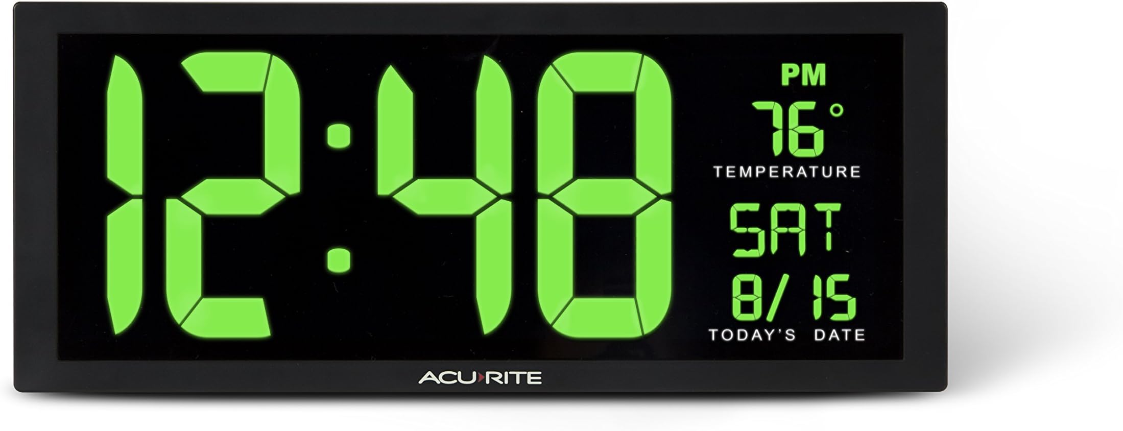AcuRite 75155M 14.5" Large Green LED Digital Clock Inch, Green