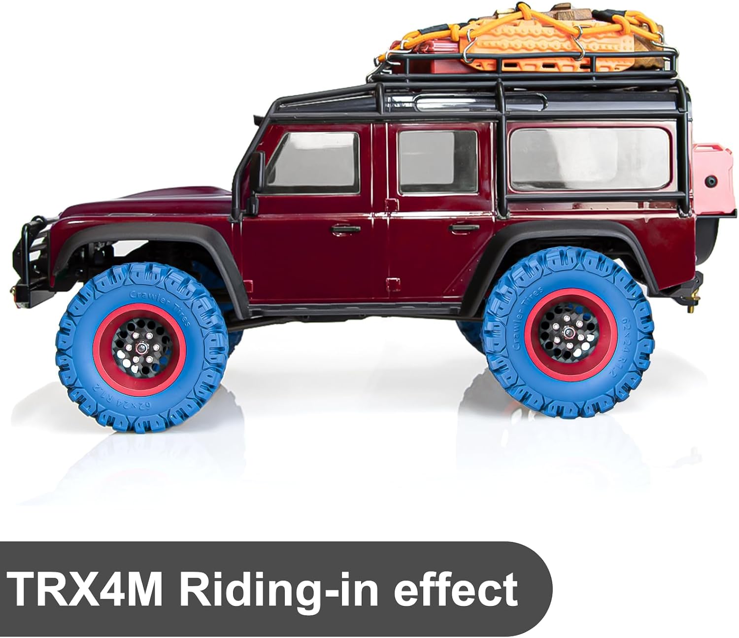 LRFHL 1.2 Beadlock Wheels Tires Set Carbon Fiber TRX4M Wheels and Tires for 1/18 1/24 TRX4M SCX24 RC Crawler Car Upgrade, 4PCS