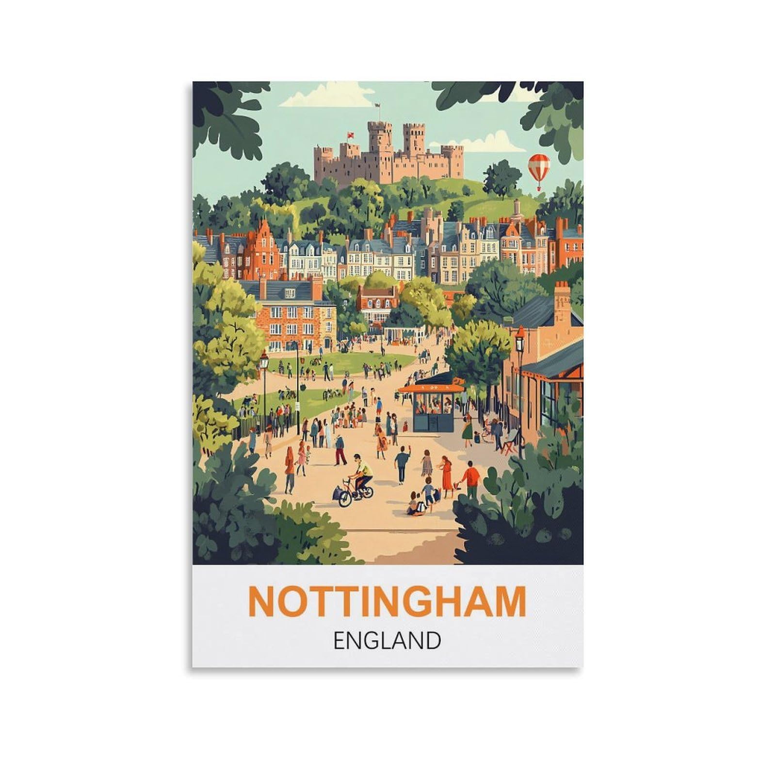 LNHZGNJNH Nottingham England Vintage Travel Poster 08x12inch(20x30cm) Canvas Wall Art Wall Print Painting Decor Living Room Bedroom Decor