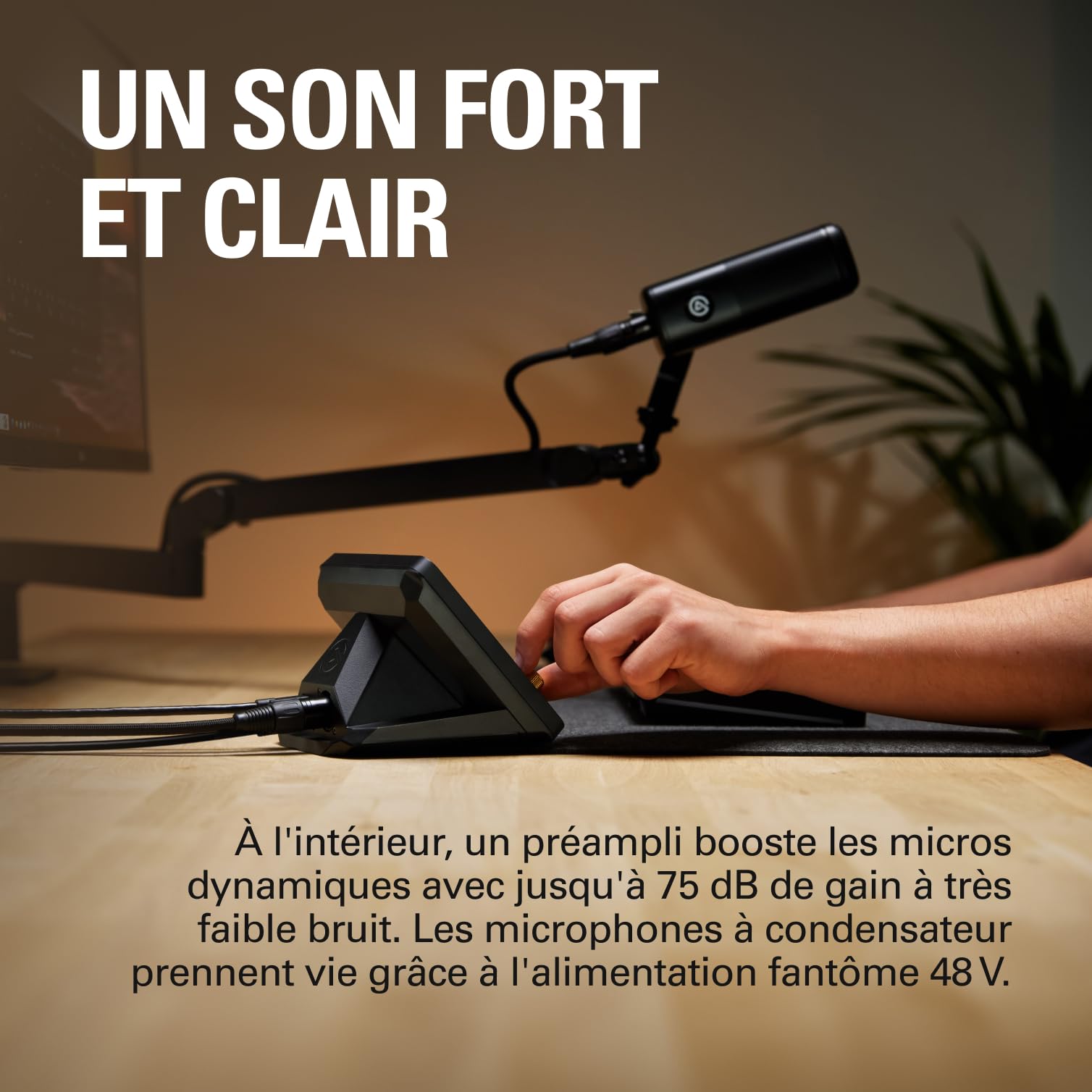 Elgato XLR Dock – Pour Stream Deck + | Interface micro XLR vers USB, mixage audio personnalisable, gain 75 dB, alimentation fantôme, Clipguard, Mac/PC
