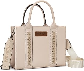 Wrangler by Montana West Medium Tote Bag for Women - Vegan Leather Whipstitch Designer Satchel with Guitar Strap