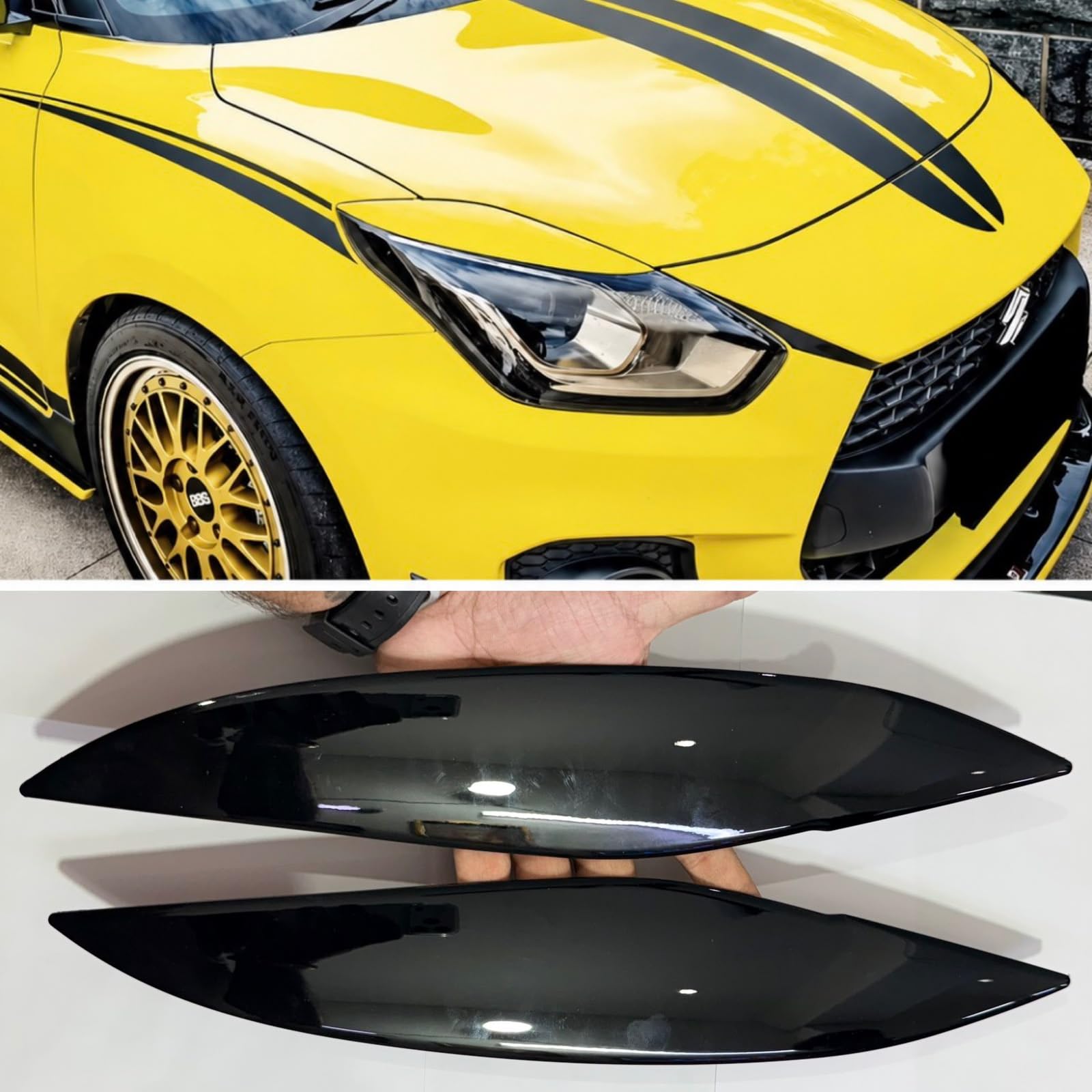 2PC Car Front Head Eye Lid Lamp Upper Trim Protective Strip,Glossy Black Headlight Eyelids Eyebrows for Swift Gen -3 Make Your Car Stylish Gorgeous-image-43