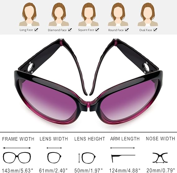 Joopin Oversized Rectangle Sunglasses UV400 Protection Shades for Women