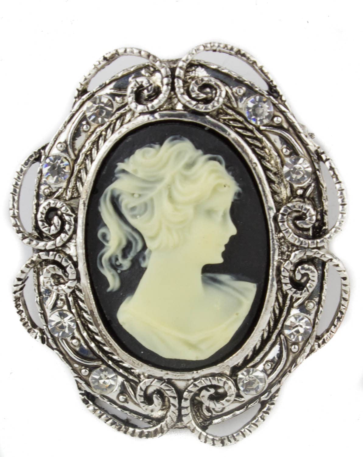 Mytoptrendz Women's Silver Mytoptrendz® Cameo Brooch Vintage Antique -Plated Pin Victorian Style Jewellery (Style 37-1)