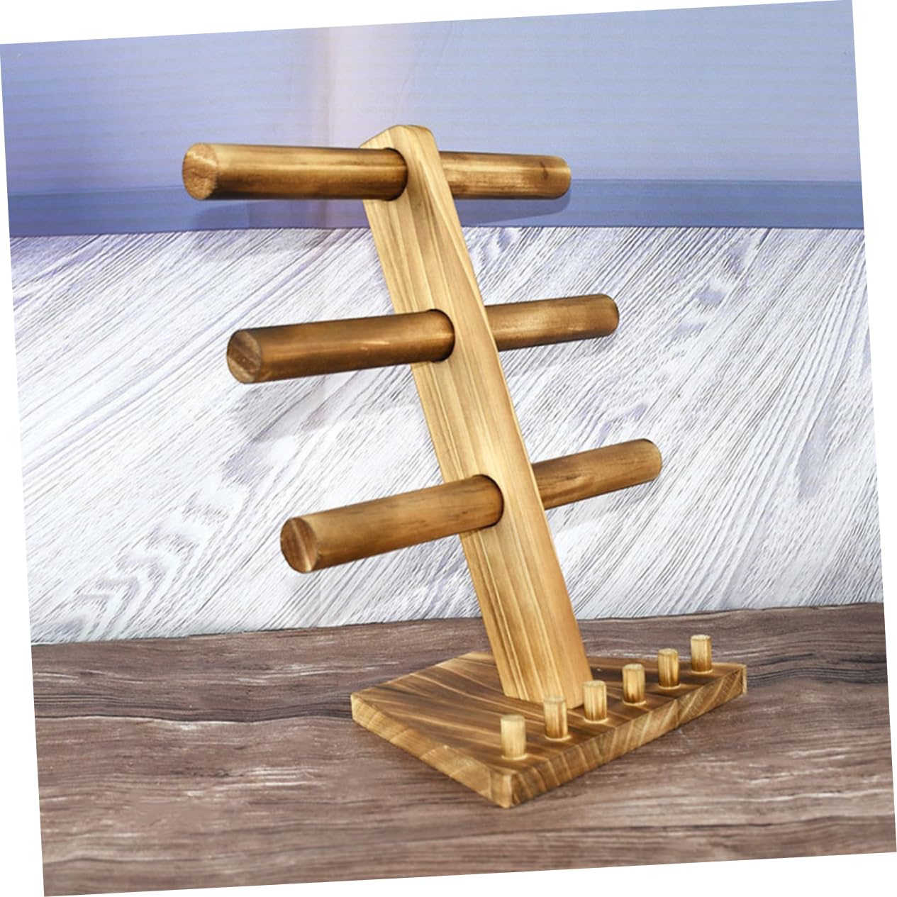Vaguelly Espositore Gioielli a 3 Livelli in Legno per Anelli e Bracciali
