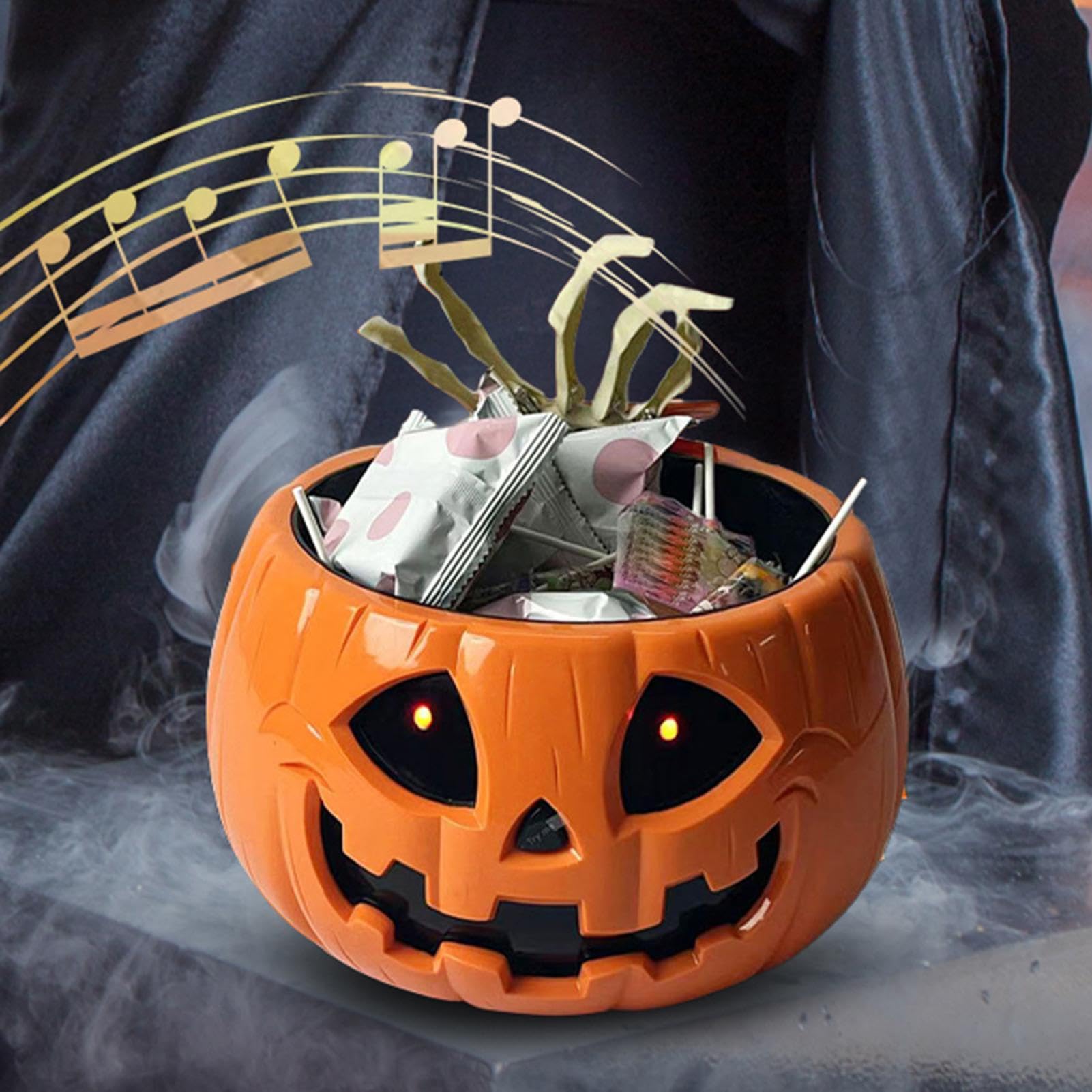 Halloweenowa miska Elektryczna dynia z ręką szkieleta na słodycze | Pojemnik Na Przekąski Na Przyjęcia Urodzinowe, Nawiedzony Dom, Klasę, Dom, Podwórko, Spotkania