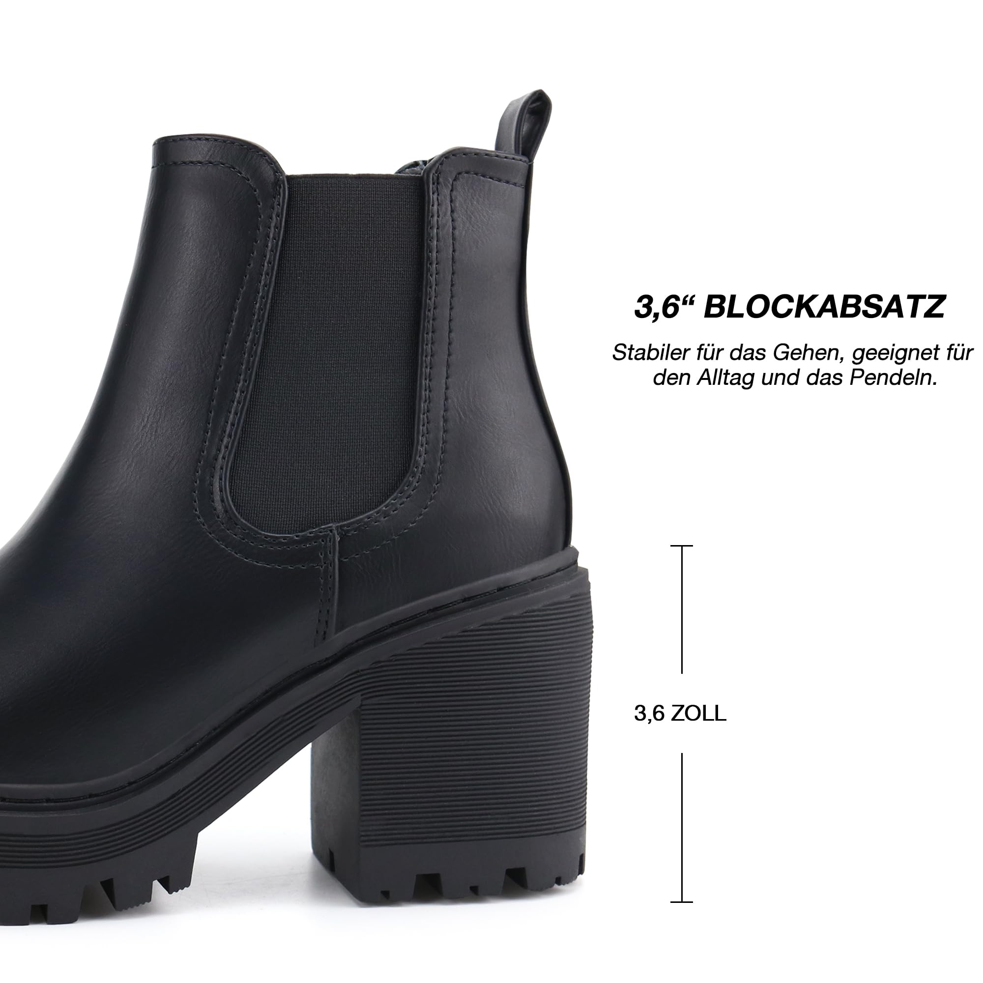 JABASIC Chelsea Boots Damen Stiefel Plateau Klassische Stiefeletten mit Absatz
