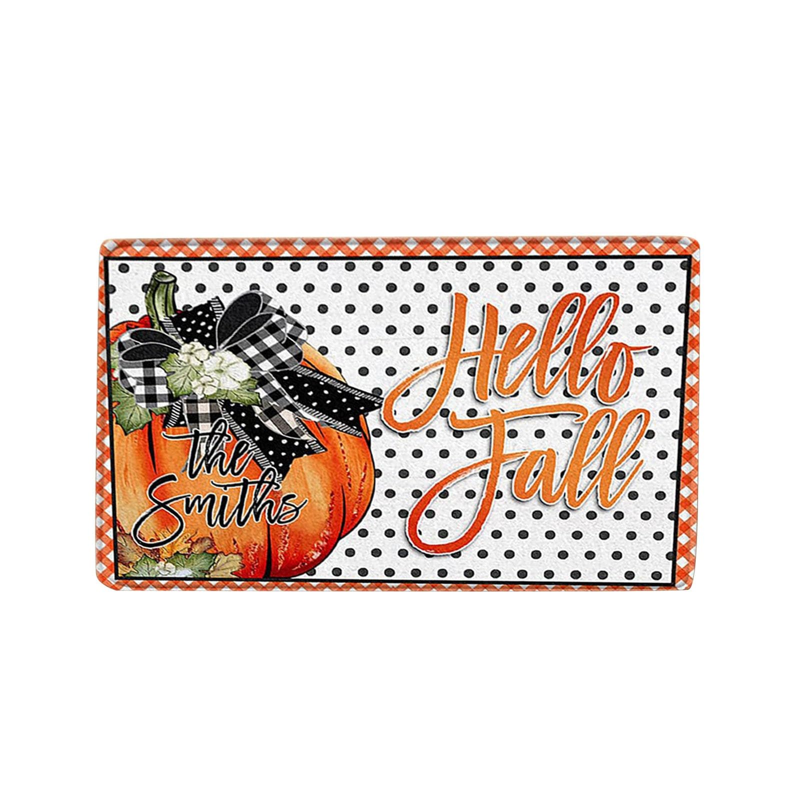 Mats Thanksgiving Doormat Autumn Pumpkin Carpet Non Slip Doormat Party Decoration Thanksgiving Home Decoration Carpets And Rugs (D, 40cm×60cm)