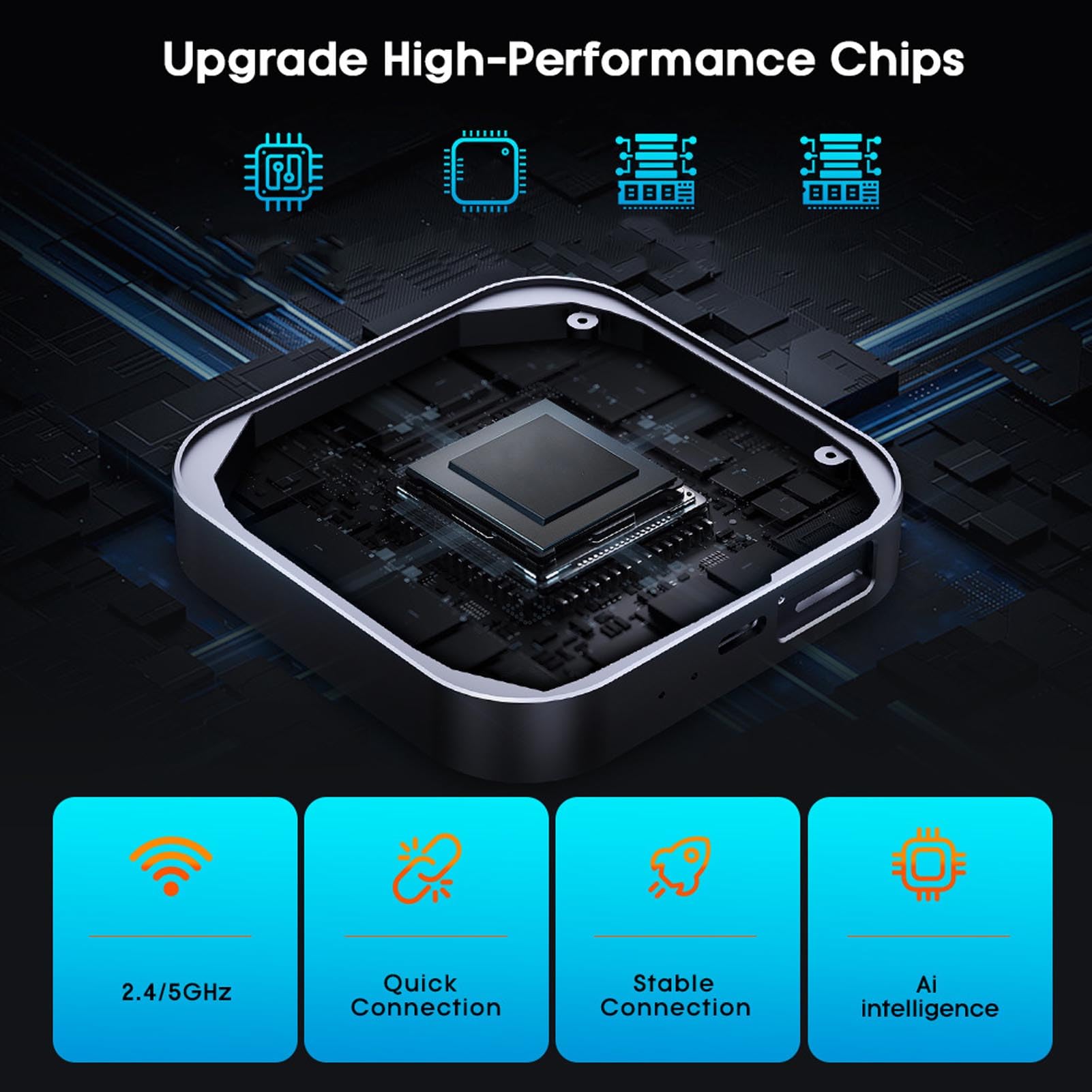Ejoyous Bezprzewodowy Adapter, Car Box z 2290 4 GB RAM 13 Aktualizacje OTA Podzielony Ekran dla IOS z 4G LTE WLAN BT GNSS
