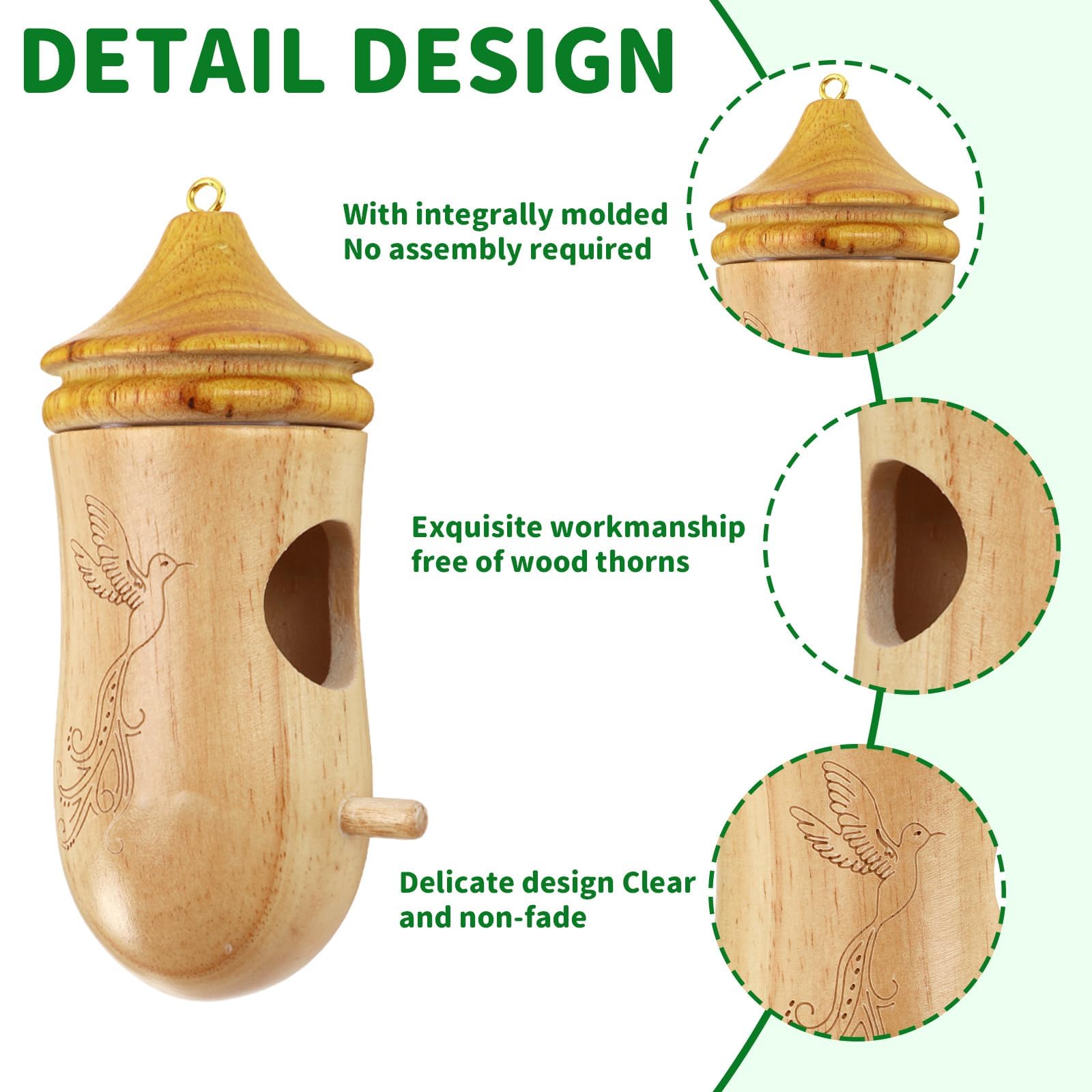 NOVWANG 4 PCS Hummingbird House Solid Wood with Hemp Rope, Outdoor Hanging Bird Watching House Bird House for Gardening Gifts Home Decoration